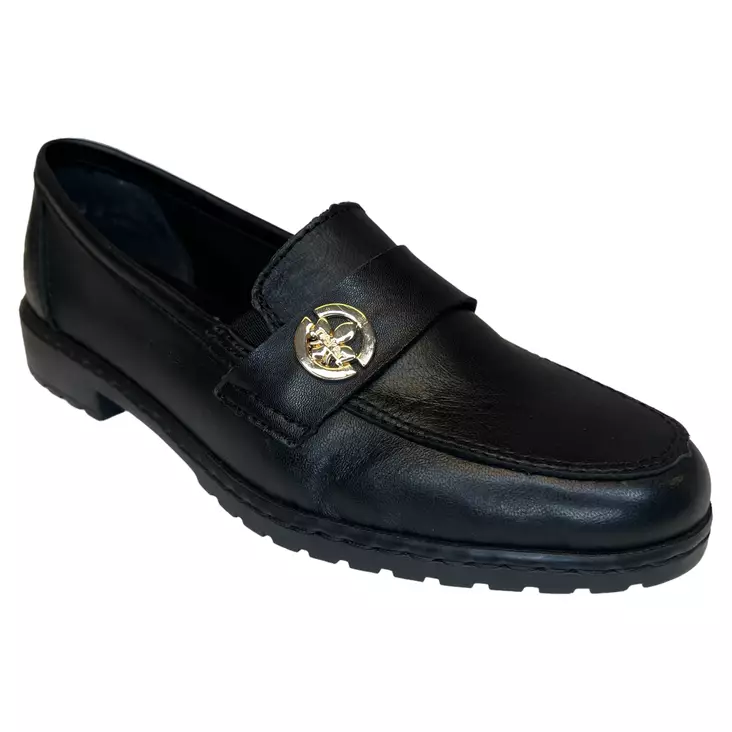 RIEKER Kävelykengät Musta Nahka - Naisten nauhattomat kävelykengät - 51861-00 - 1