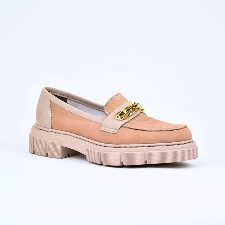 RIEKER Loaferit Beige Nahka - Naisten nauhattomat kävelykengät - M3865-60 - 1