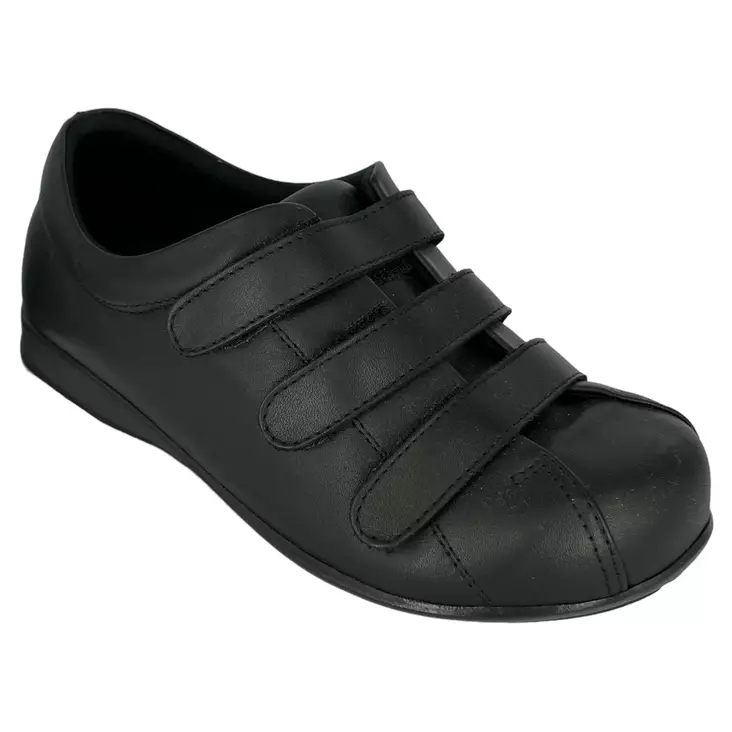 NATURA Friendly Diabetic Musta Nahka - Naisten nauhattomat kävelykengät - 5003 - 1