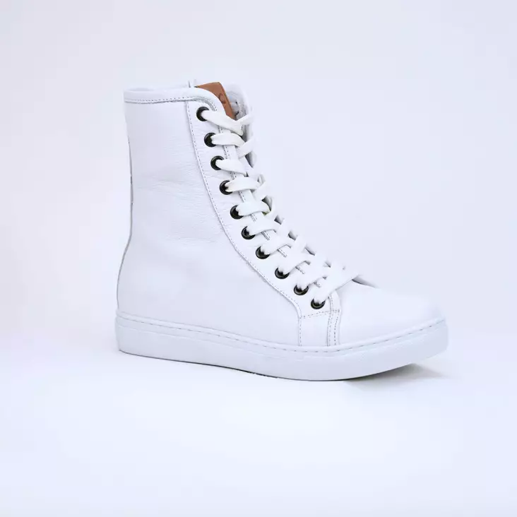 ANDREA CONTI Pitkävartiset Tennarit Valkoinen Nahka - Naisten nilkkurit - 0345936-534 - 1