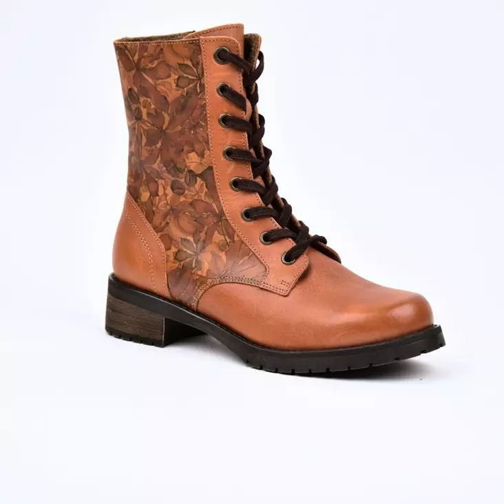 VINTRO Brita Maiharit Cognac-Flowers Nahka - Naisten nilkkurit - 483-734-Cognac - 1