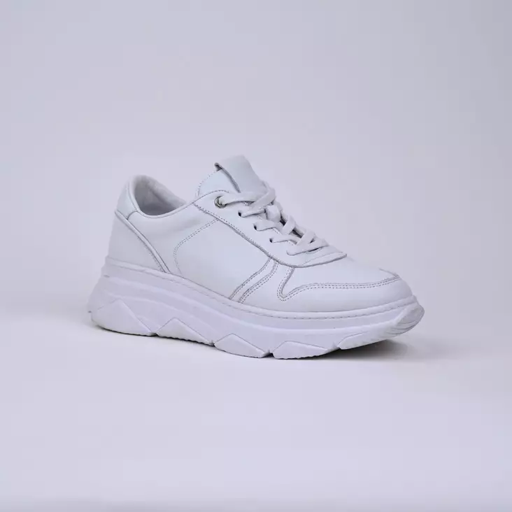 MAGO Tennarit Valkoinen Nahka - Naisten nauhalliset kävelykengät - 031556-WHITE - 1