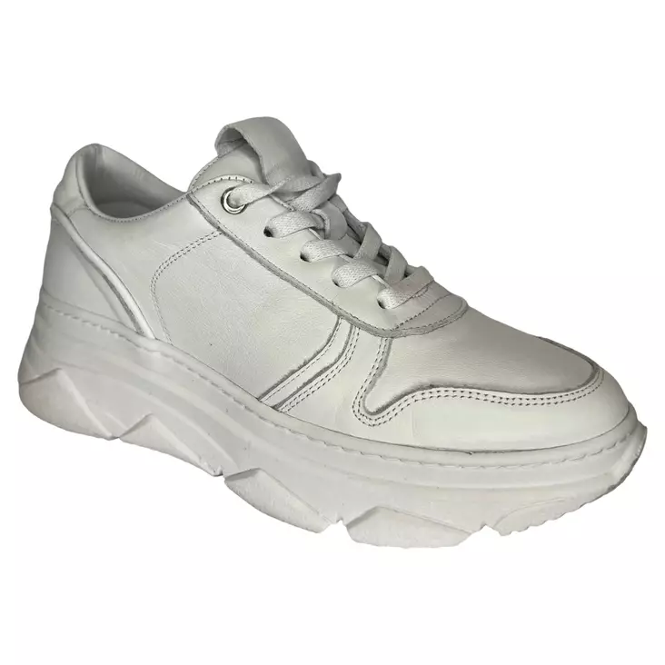 MAGO Tennarit Valkoinen Nahka - Naisten nauhalliset kävelykengät - 031556-WHITE - 1