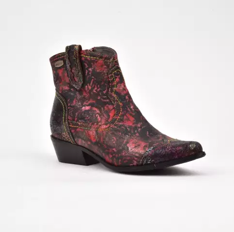 LAURA VITA Hicnio 01 Wine Bootsit Kirjava Nahka - Naisten nilkkurit - SL17074A-1J - 1