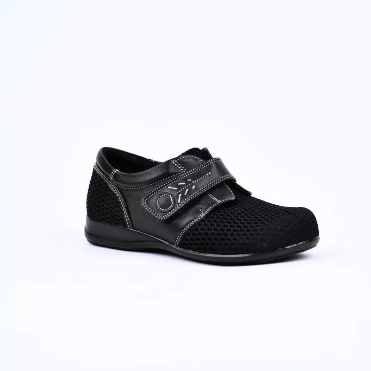 NATURA Friendly Diabetic Musta Nahka - Naisten nauhattomat kävelykengät - 5001 UP - 1