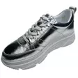 MAGO Tennarit Metallic Silver Nahka - Naisten nauhalliset kävelykengät - 031556-SILVER - 2