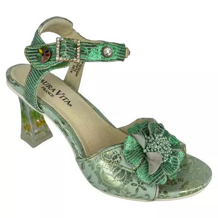 LAURA VITA Nino 324 Juhlakengät Vihreä Nahka - Naisten remmilliset avokkaat - SL60010-3-VERT - 1