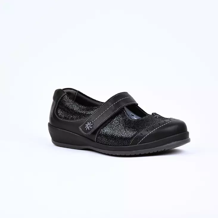 SUAVE BRISTOL Kävelykengät Musta Nahka - Naisten nauhattomat kävelykengät - 4601T - 1