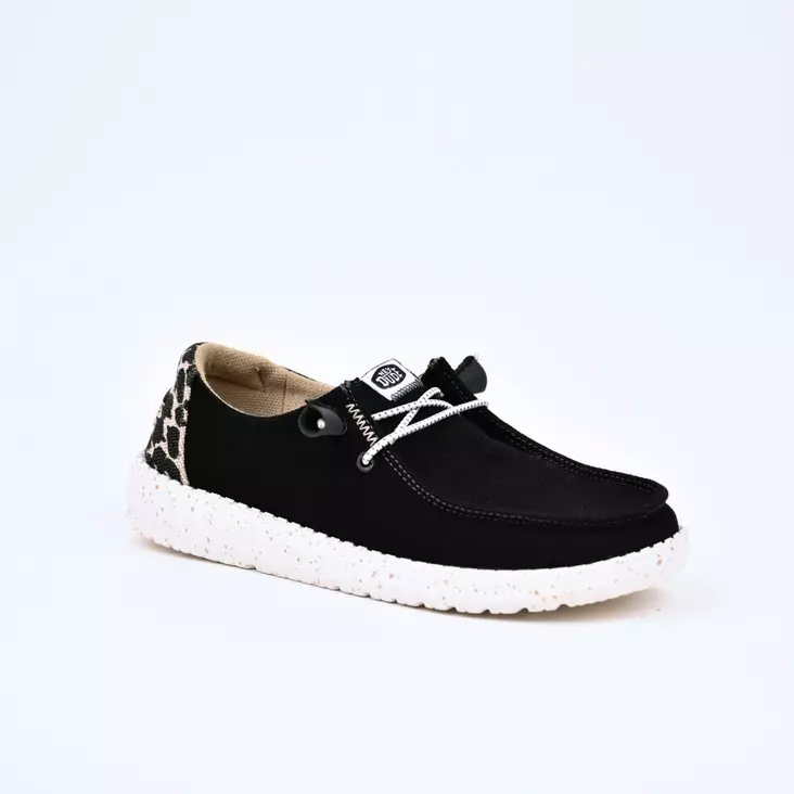 HEY DUDE Wendy Kangaskengät Black/Leopard - Naisten nauhalliset kävelykengät - 40735-0CU - 1
